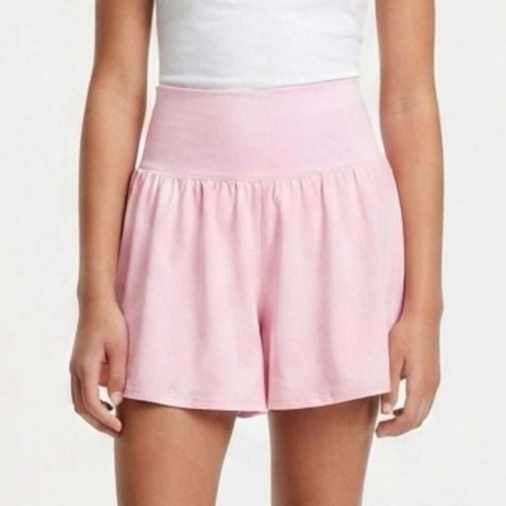 Sugar & Jade Girls High-Waisted Pink Athletic Flowy Shorts Large